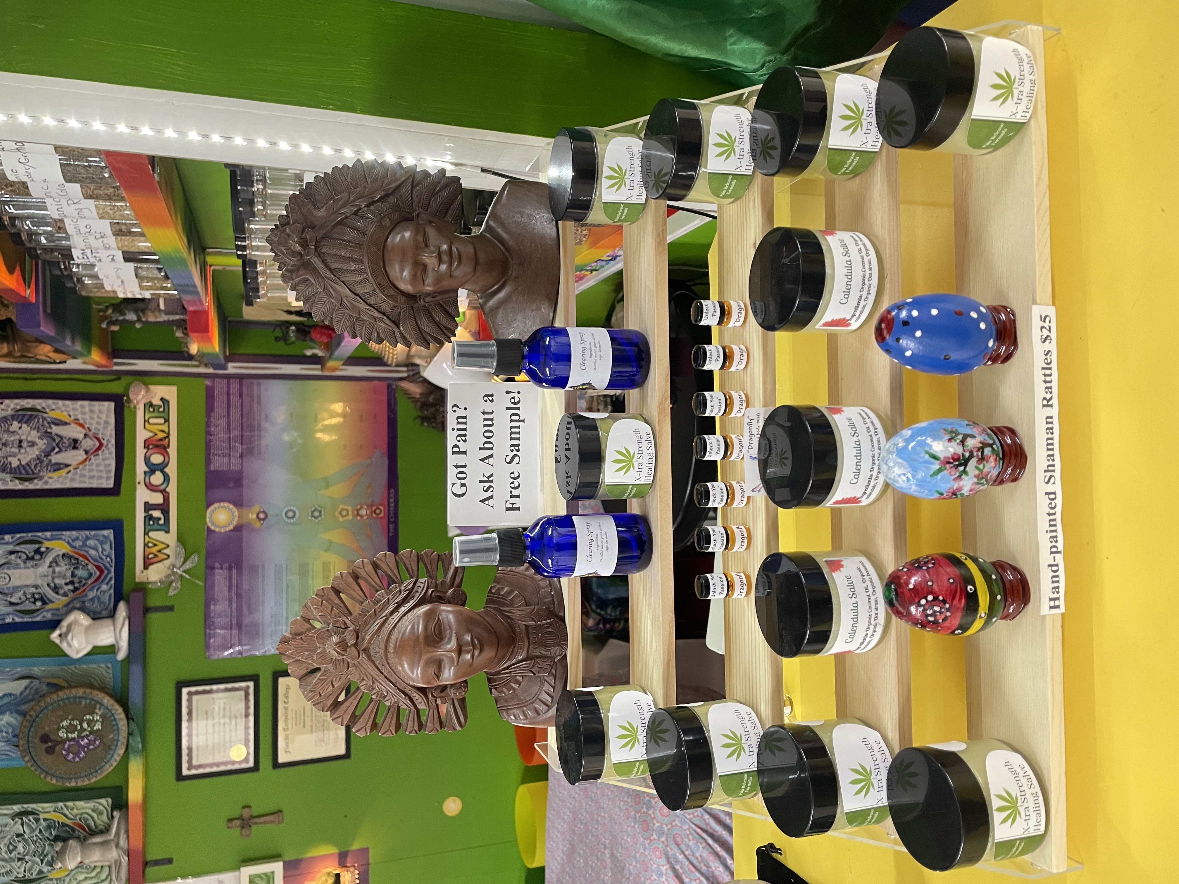Sassy Fae healing salve and herbal remedy product display at Corner Shops Mall